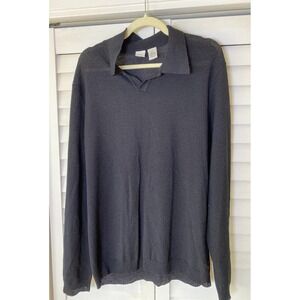 Armani Exchange Long Sleeve V Neck Pullover Sweater Black Virgin Wool Sheer | XL